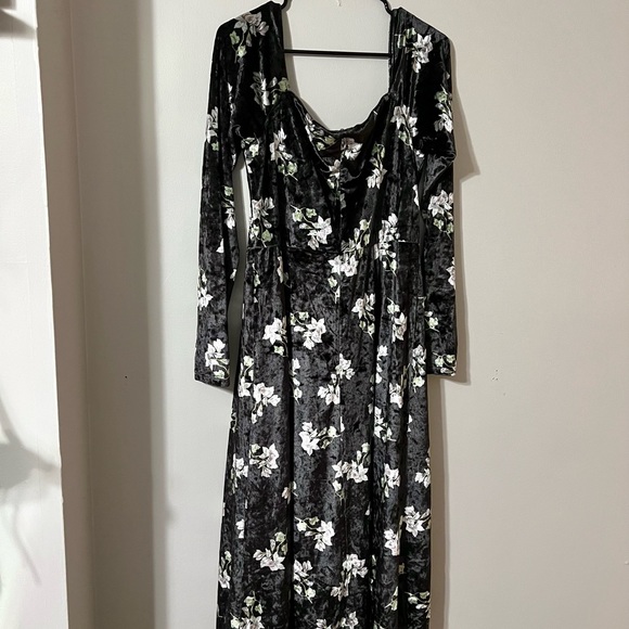 Anthropologie Hutch Velvet Square Neck Floral Midi Dress Sz XL - Picture 7 of 10
